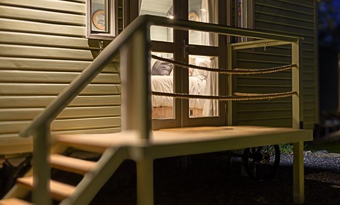 Susanna at night - Brook Cottage Shepherd Huts